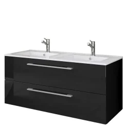 Wohnen Modernes Badmöbel Ensemble in Schwarz - Vinkoja (vierteilig)