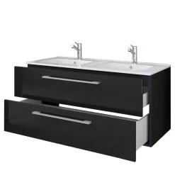 Wohnen Modernes Badmöbel Ensemble in Schwarz - Vinkoja (vierteilig)
