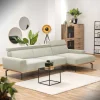 Wohnen Modernes Ecksofa in Creme Cordbezug - Caldizza