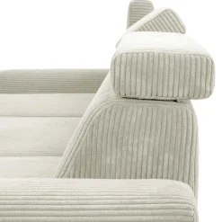 Wohnen Modernes Ecksofa in Creme Cordbezug - Caldizza
