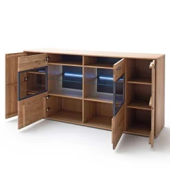 Modernes Eiche Sideboard mit Glaseinsätzen - Assela^Wohnen