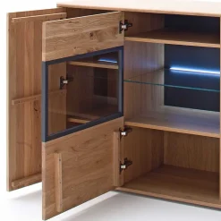 Modernes Eiche Sideboard mit Glaseinsätzen - Assela^Wohnen