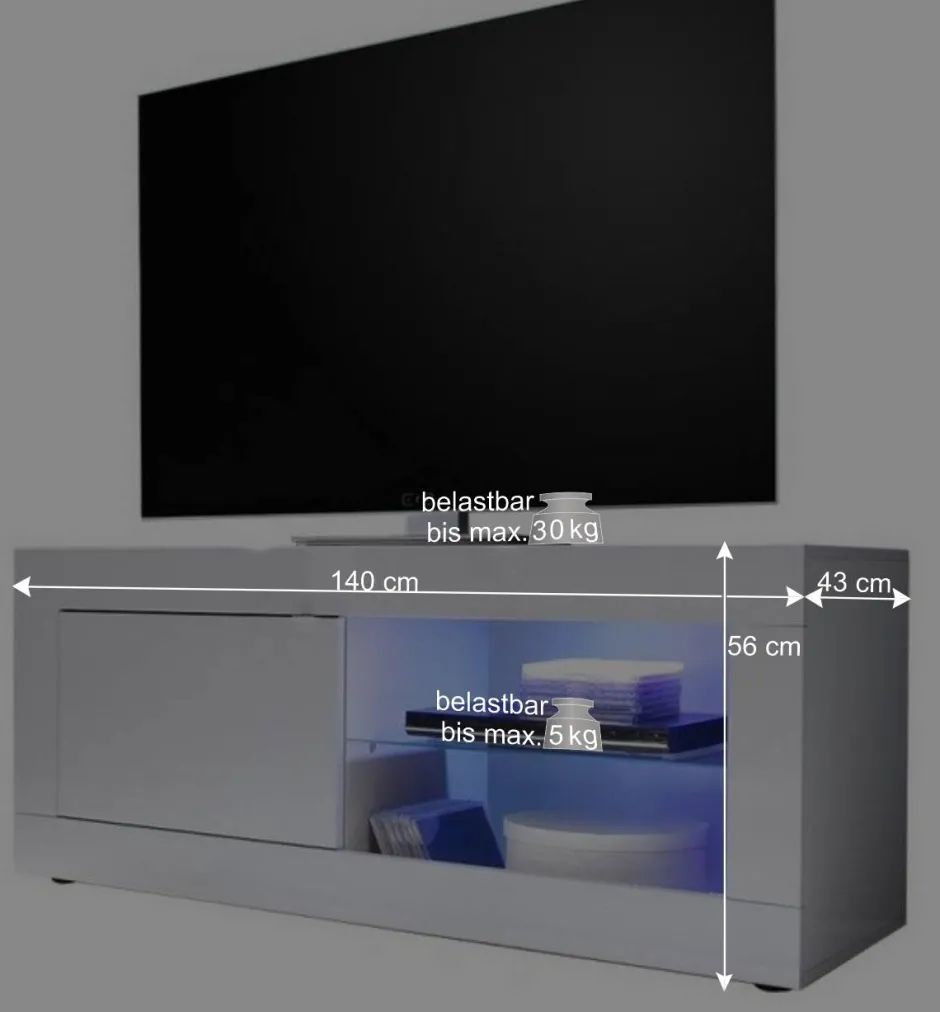 Modernes Fernsehunterschrank in Weiß - Sogno^Wohnen Clearance