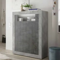 Wohnen Modernes Highboard in Hellgrau & Dunkelgrau - Crespian