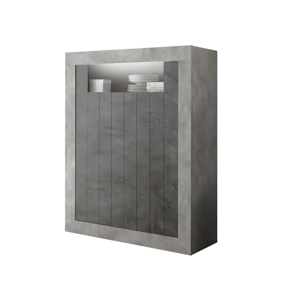 Wohnen Modernes Highboard in Hellgrau & Dunkelgrau - Crespian