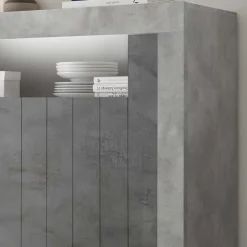 Wohnen Modernes Highboard in Hellgrau & Dunkelgrau - Crespian