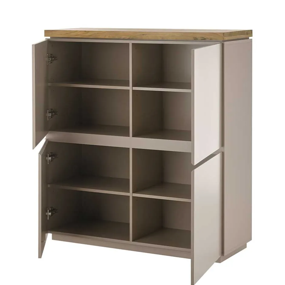 Wohnen Modernes Highboard in Taupe & Akazie - Anja
