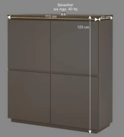 Wohnen Modernes Highboard in Taupe & Akazie - Anja