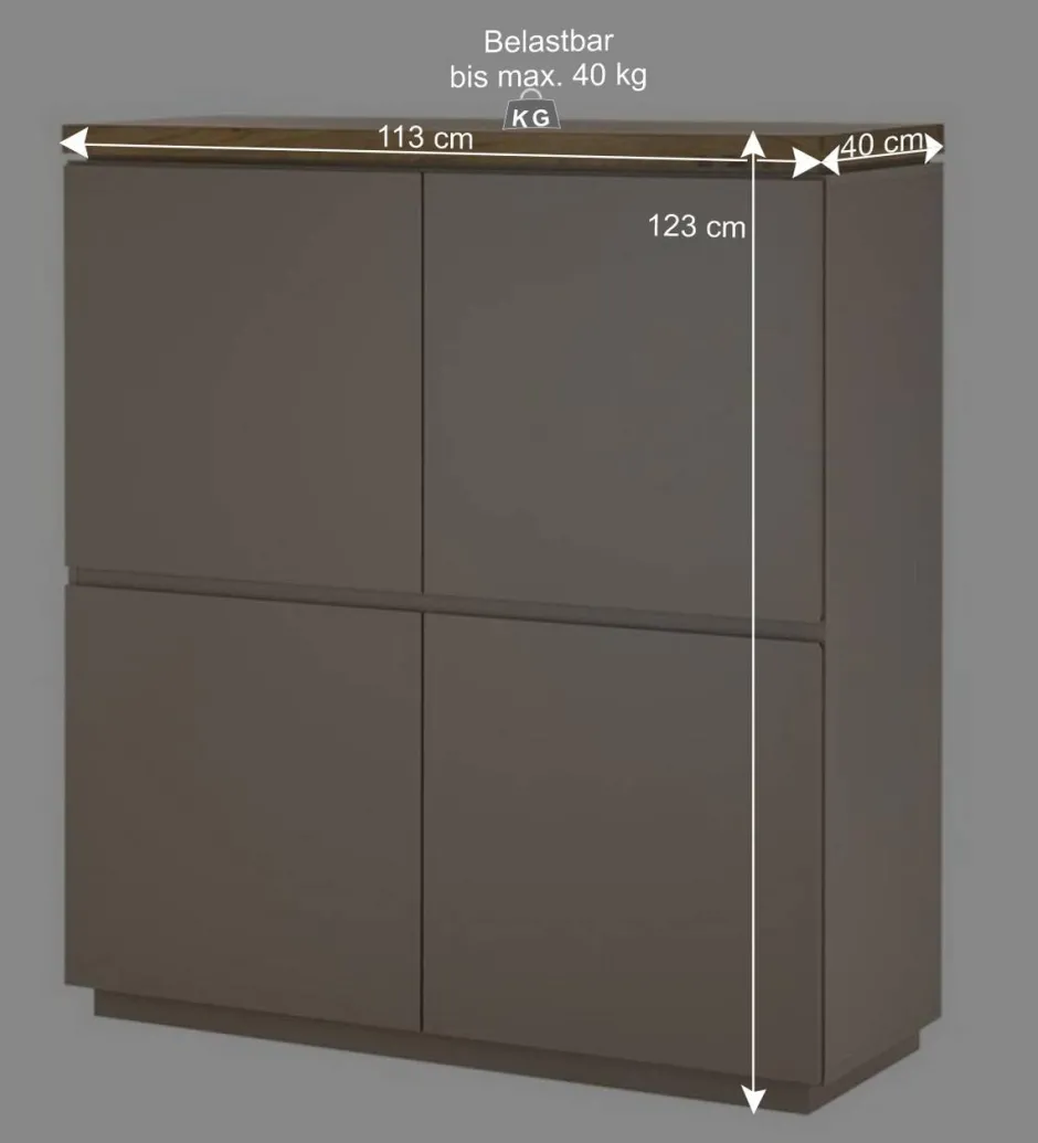 Wohnen Modernes Highboard in Taupe & Akazie - Anja