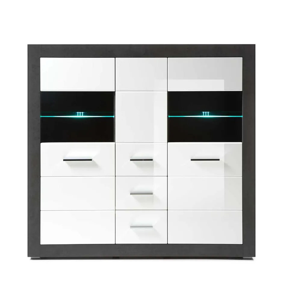 Wohnen Modernes Hochglanz Highboard in Weiß - Istensa