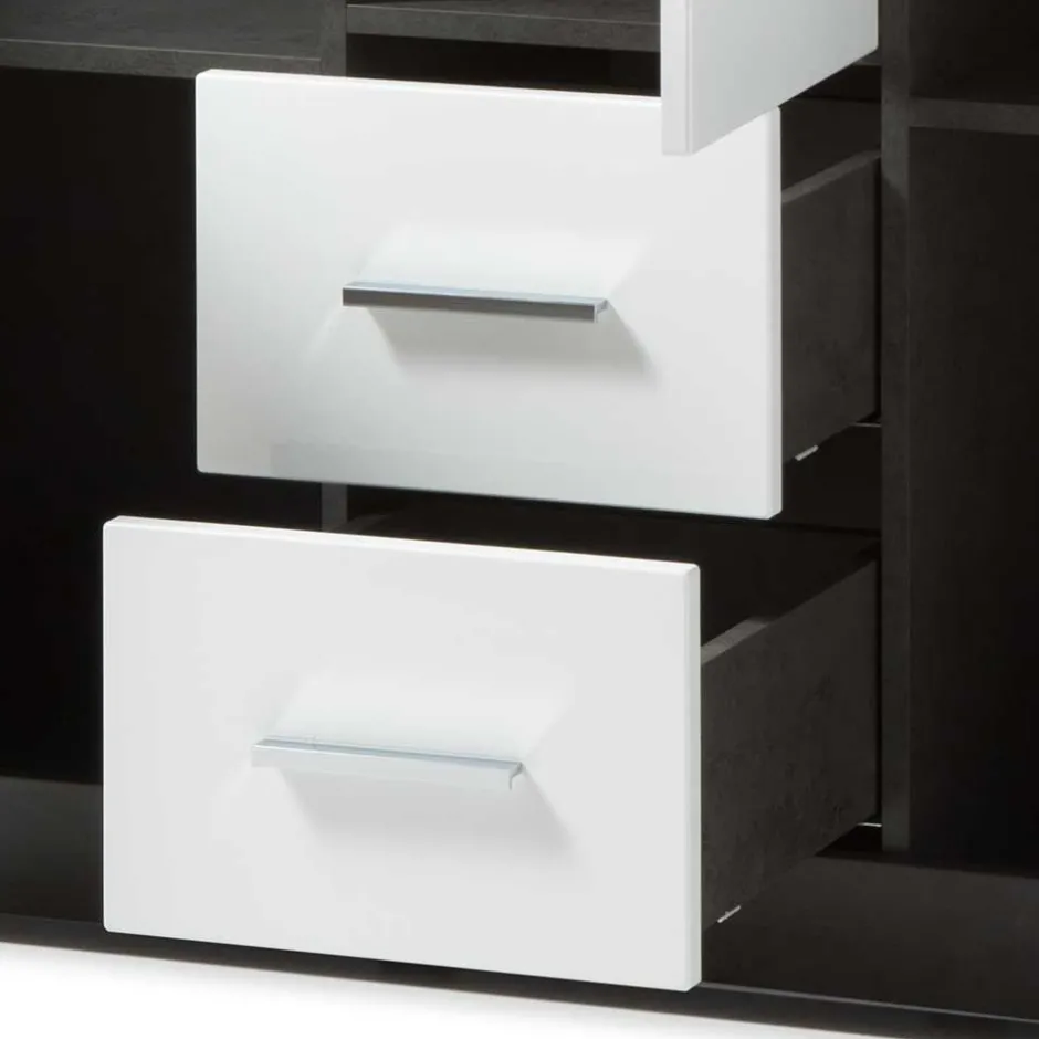 Wohnen Modernes Hochglanz Highboard in Weiß - Istensa