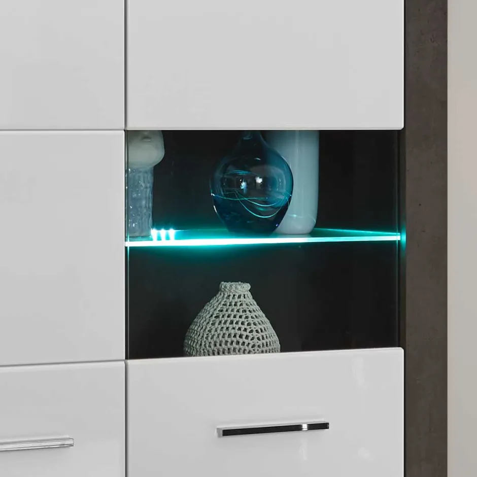 Wohnen Modernes Hochglanz Highboard in Weiß - Istensa