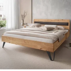 Wohnen Modernes Holzbett in Wildeichefarben - Dizamora