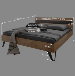 Wohnen Modernes Holzbett in Wildeichefarben - Dizamora