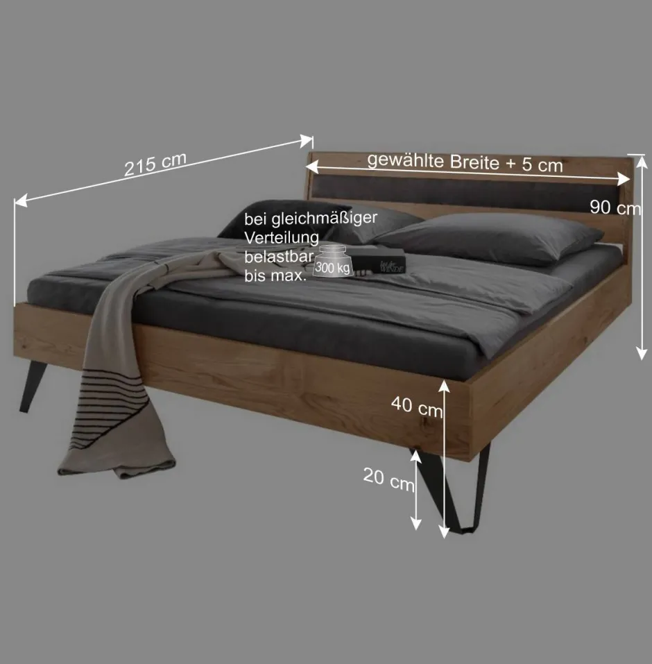 Wohnen Modernes Holzbett in Wildeichefarben - Dizamora