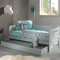 Kinder Wohnen Modernes Kinderbett mit Rausfall-Schutz - 140x70 - Naosa