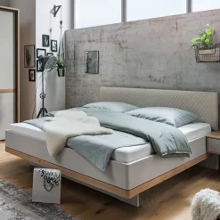 Wohnen Modernes Kunstlederbett in Beige - Crascanu