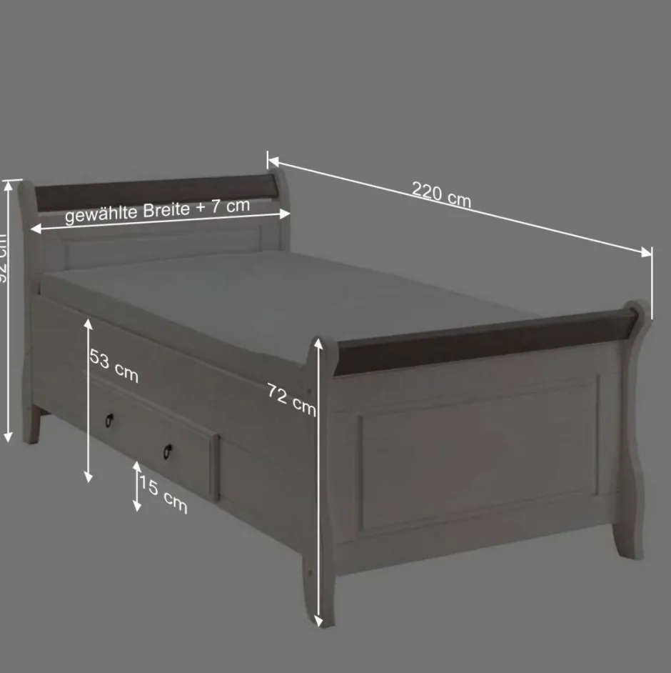 Modernes Landhausbett in Weiß & Grau - Caneon^Wohnen Sale