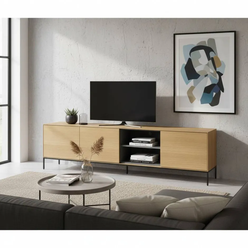 Modernes TV Lowboard in Eiche - Utperio^Wohnen Discount