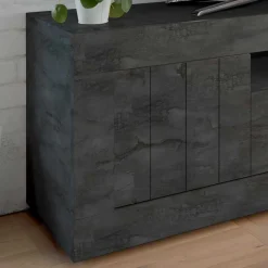 Wohnen Modern-geradliniges TV Board in Dunkelgrau Dekor - Bella