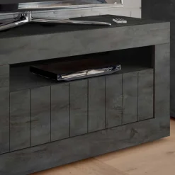 Wohnen Modern-geradliniges TV Board in Dunkelgrau Dekor - Bella