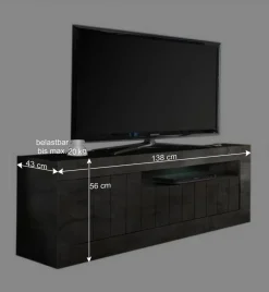 Wohnen Modern-geradliniges TV Board in Dunkelgrau Dekor - Bella