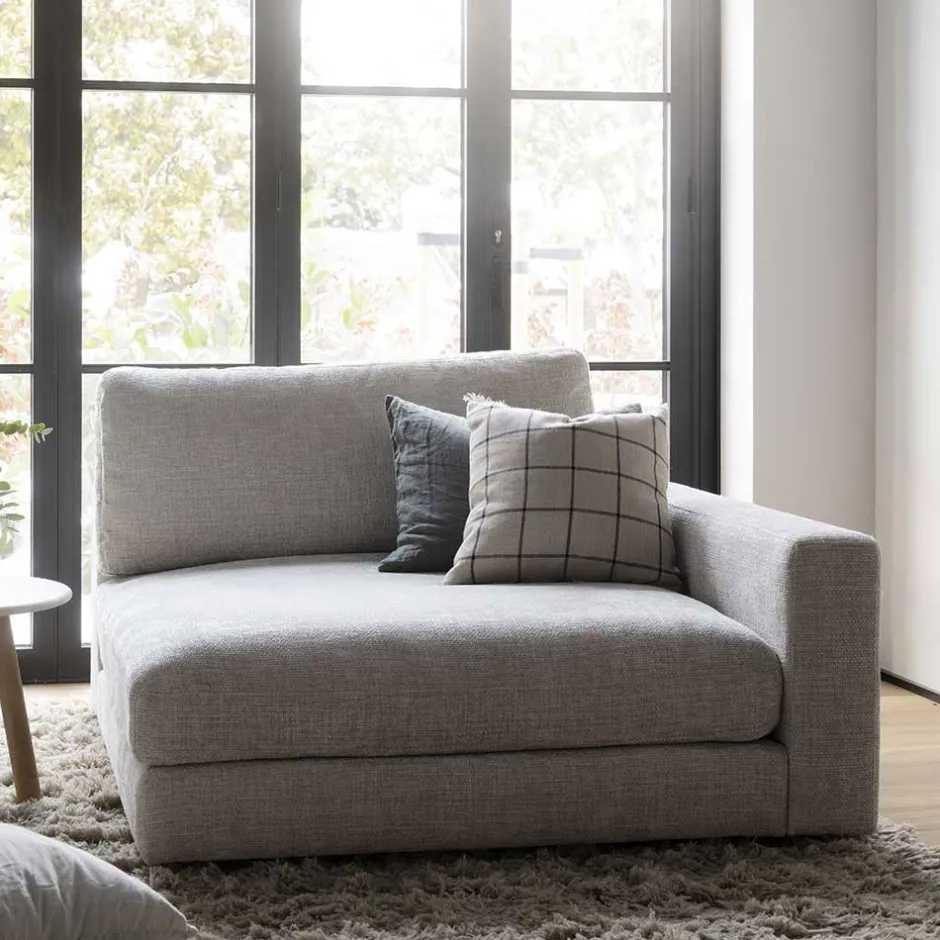 Wohnen Modulcouch Recamiere in Hellgrau - Esmen