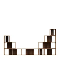 Wohnen Modulregal in Nussbaum Furnier - Abelle (neunteilig)