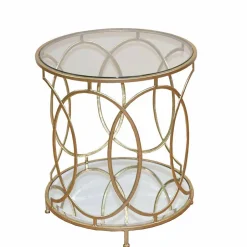 Mondäner Beistelltisch mit Glas & Spiegel & Metall Ziamo in Goldfarben^Wohnen Hot