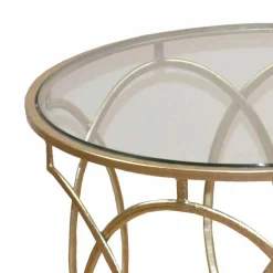 Mondäner Beistelltisch mit Glas & Spiegel & Metall Ziamo in Goldfarben^Wohnen Hot