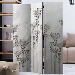 Monochrom bedruckter Paravent mit floralem Motiv - Stepana^Wohnen Hot