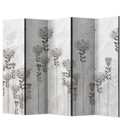 Monochrom bedruckter Paravent mit floralem Motiv - Stepana^Wohnen Hot