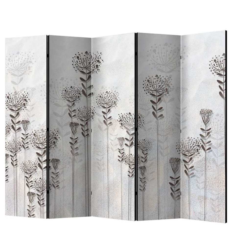 Monochrom bedruckter Paravent mit floralem Motiv - Stepana^Wohnen Hot