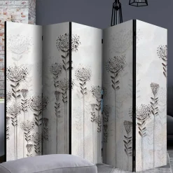 Monochrom bedruckter Paravent mit floralem Motiv - Stepana^Wohnen Hot