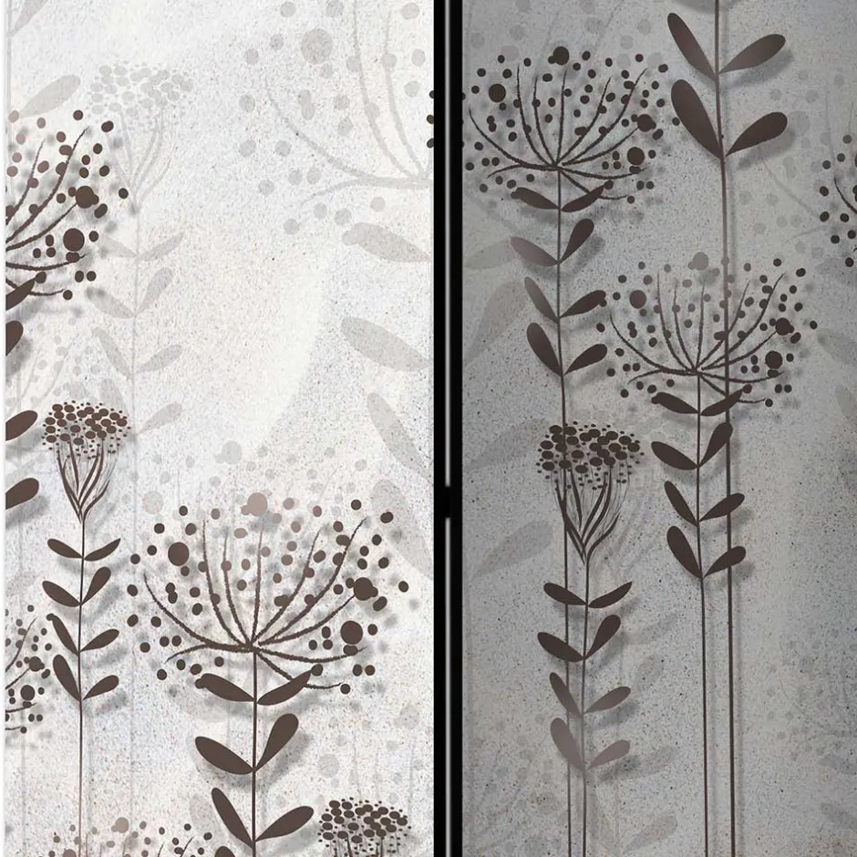 Monochrom bedruckter Paravent mit floralem Motiv - Stepana^Wohnen Hot
