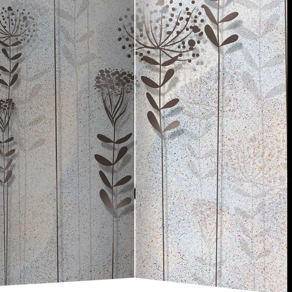 Monochrom bedruckter Paravent mit floralem Motiv - Stepana^Wohnen Hot