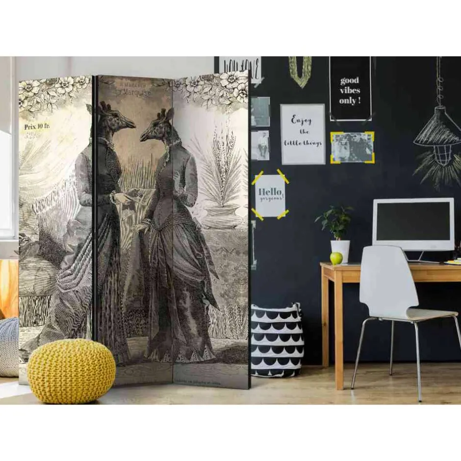 Wohnen Monochromer Paravent 135x172 cm - Loirena