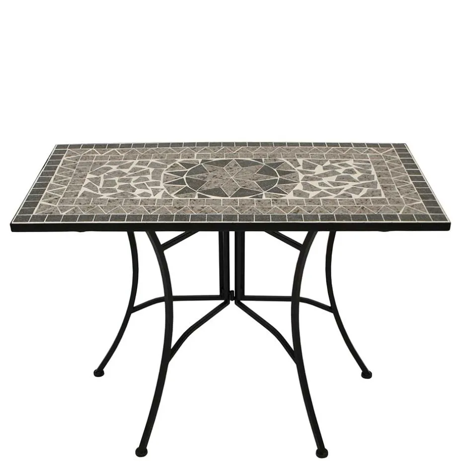 Wohnen Mosaik Gartentisch in Schwarz & Grau - Tasmania