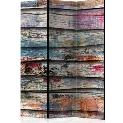 Wohnen Motiv Paravent Bretterwand & Farbflecken - Alekona