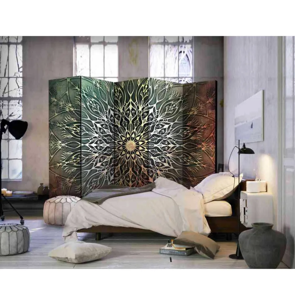 Wohnen Motiv Paravent mit 5 Leinwand-Flügeln - Malvarion