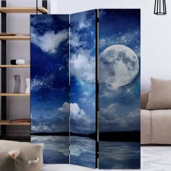 Wohnen Motiv Paravent Nachthimmel Mond Wasser - Finanun