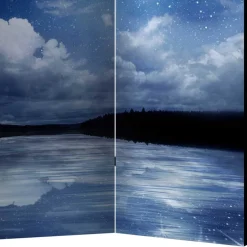 Wohnen Motiv Paravent Nachthimmel Mond Wasser - Finanun