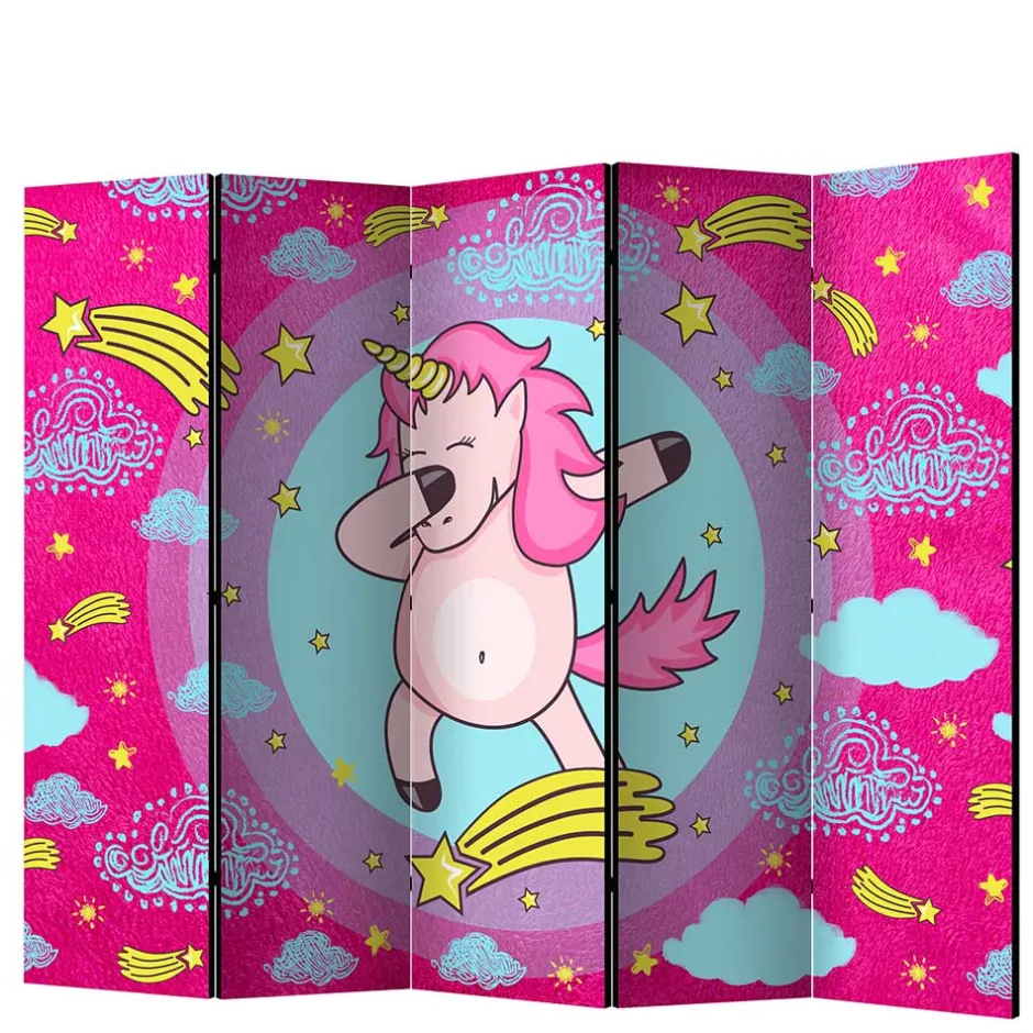 Kinder Wohnen Motiv Paravent Tanzendes Einhorn Dab - Loho