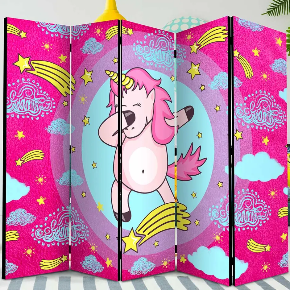 Kinder Wohnen Motiv Paravent Tanzendes Einhorn Dab - Loho