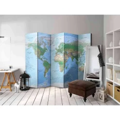 Wohnen Motiv Sichtschutz Topographische Weltkarte - Lurymia