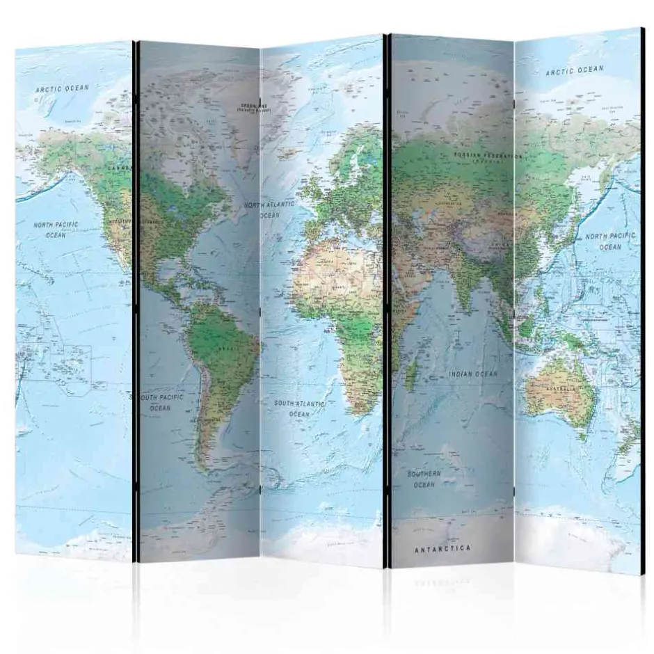 Wohnen Motiv Sichtschutz Topographische Weltkarte - Lurymia