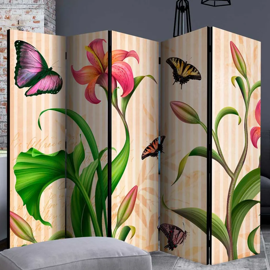 Wohnen Motiv Trennwand Blume & Schmetterlinge - Rovigo