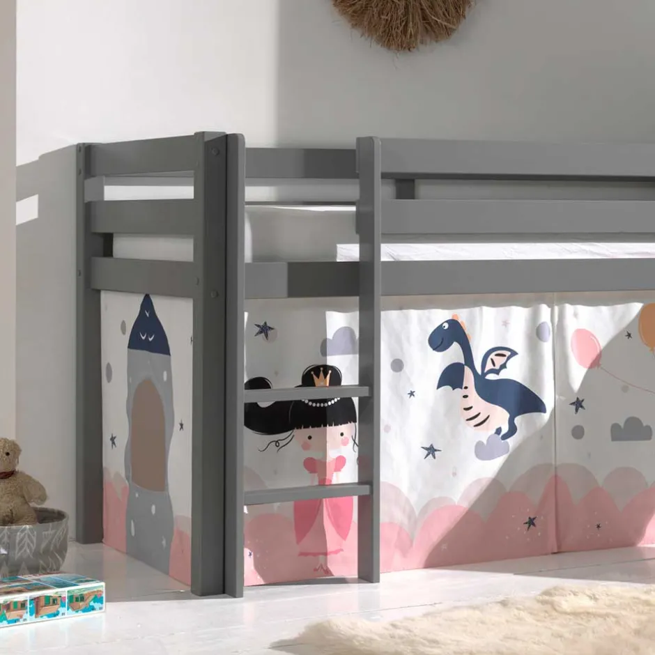 Kinder Wohnen Märchenhaftes Hochbett mit Vorhangset - Karin