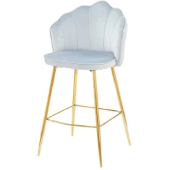 Wohnen Muschel Barstühle in Hellgrau & Gold - Locceri (2er Set)