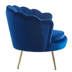 Wohnen Muschel Design Sessel in Blau Samtbezug - Dotagon